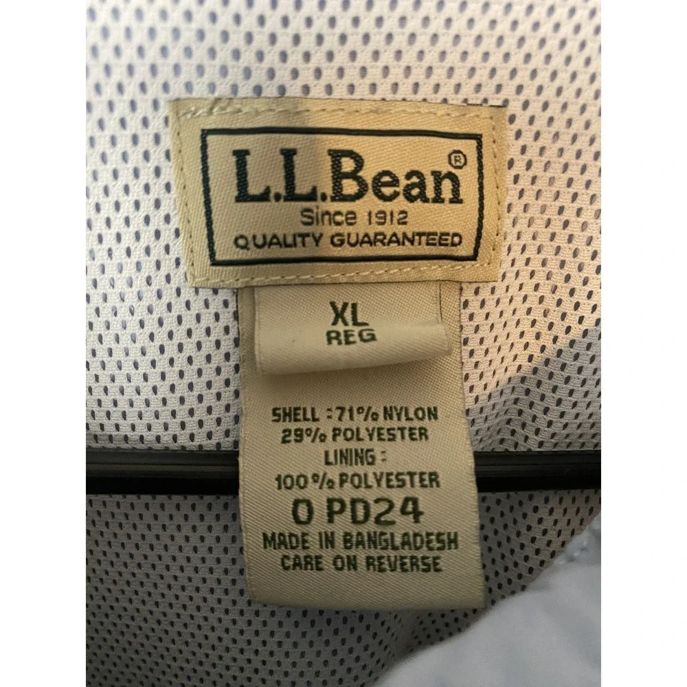 L.L.Bean Men's XL Windbreaker Light Grey Nylon Polyester